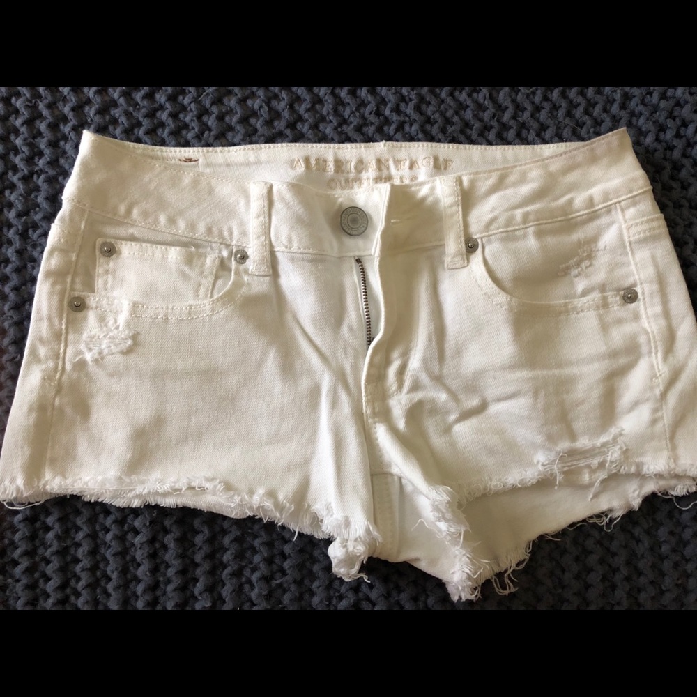 White Distressed Jean Shorts